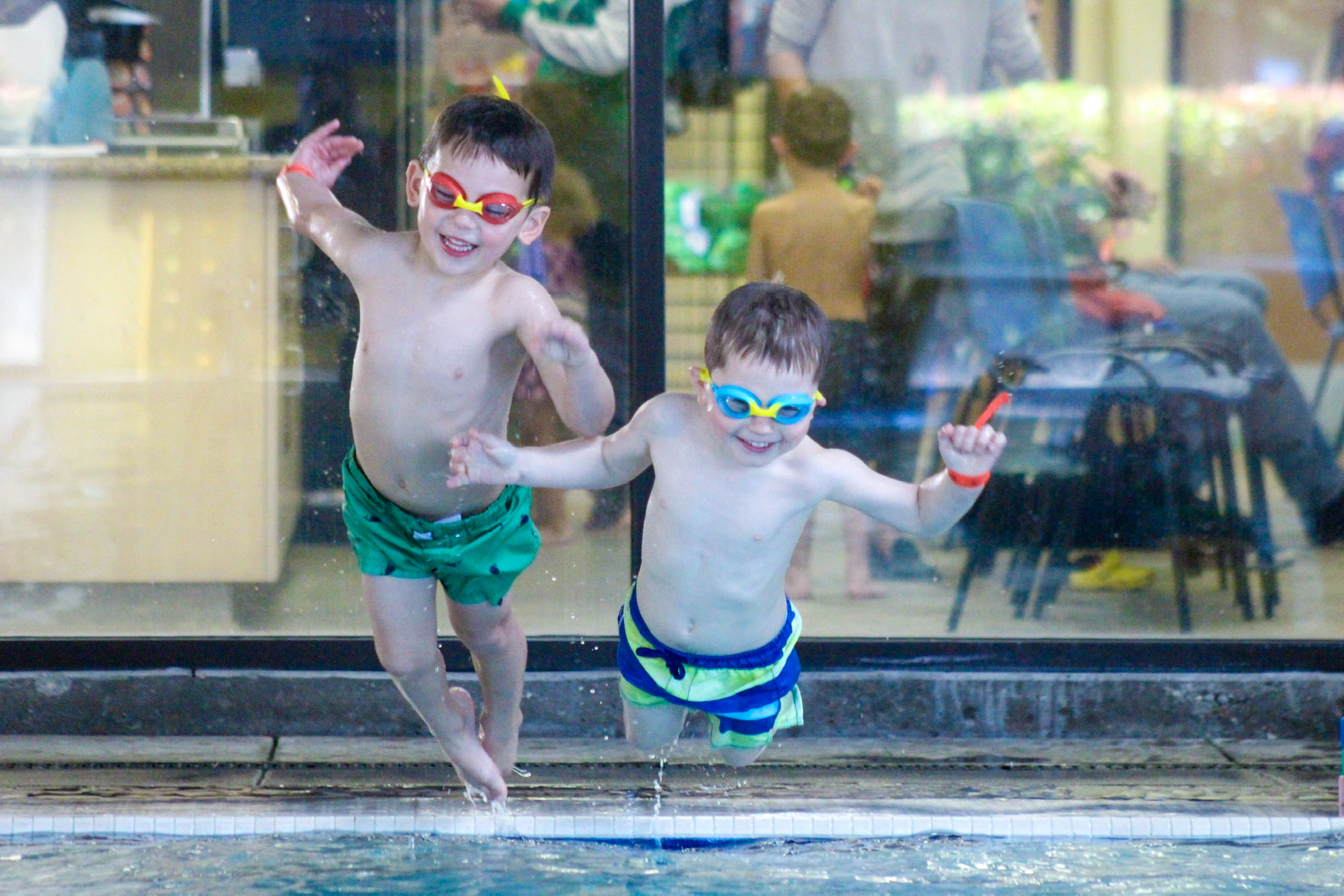 Swimmers love jumping into the pool at America's Kids Swim School in Fresno